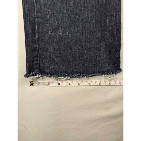 Eileen Fisher Jeans Size Small 30x29 Dark Blue Straight Leg Denim Raw Hem - Picture 5 of 8